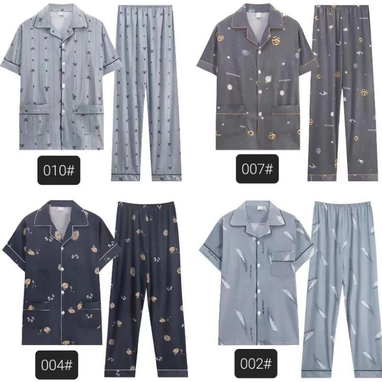 BAJU TIDUR PIYAMA PRIA STELAN CP KANCING IMPORT SHOPEE