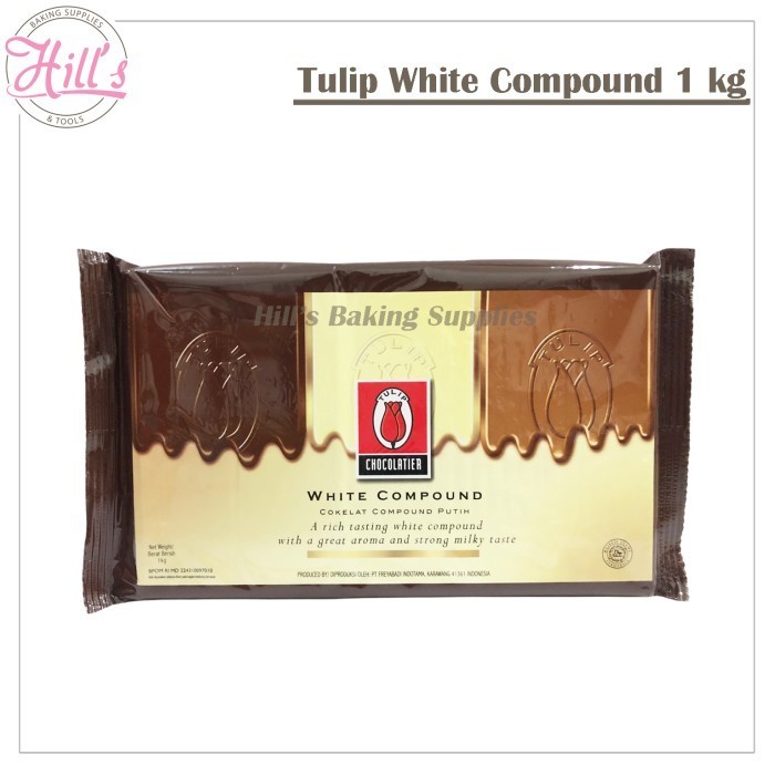 

Ready TULIP WHITE CHOCOLATE COMPOUND 1 KG / COKELAT MASAK PUTIH / COKLAT 1KG