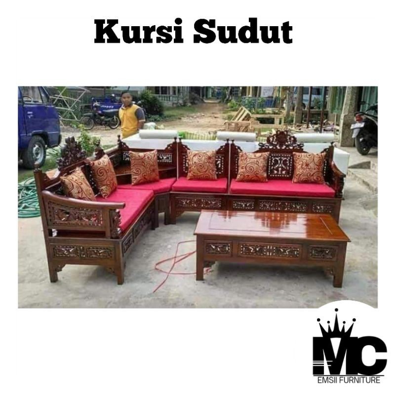 Kursi Sudut Ukir Mahkota Kursi Sudut Ukir Jati Kursi Sudut Jati Kursi Sudut Minimalis