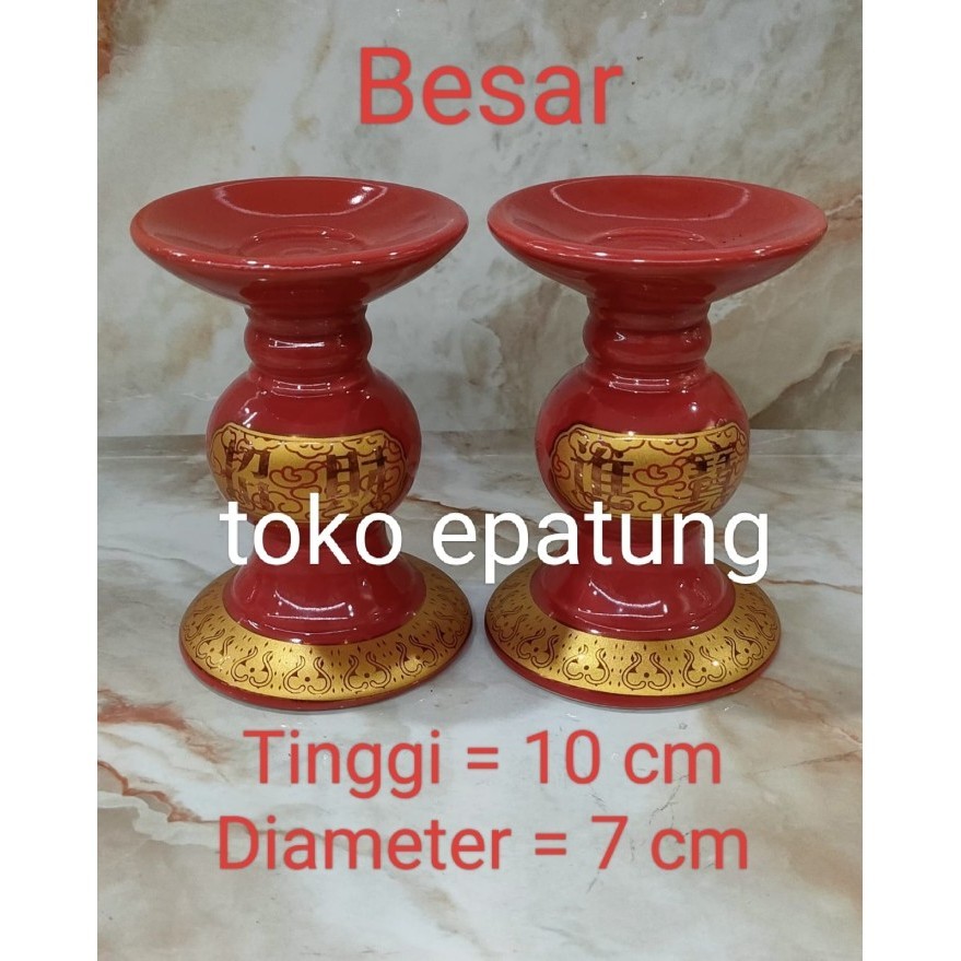 Fran Tempat Lilin / Kaki Lilin - Keramik - 10 Cm - Merah -G