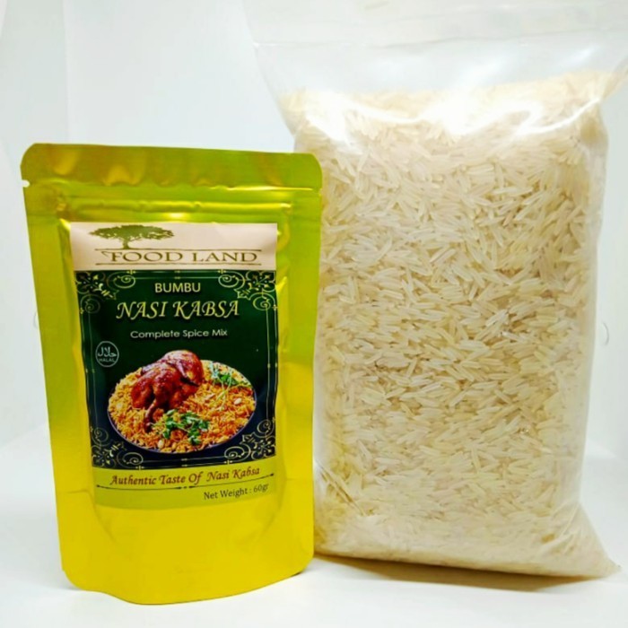 

Ready Paket Nasi Kabsa ( Basmati 1kg + Foodland Bumbu Instant Kabsa 1 )