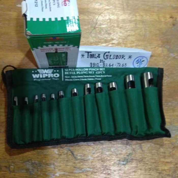

Alat Pembolong Gasket Kulit Plong Set - Wipro Hollow Punch Set 12 Pcs