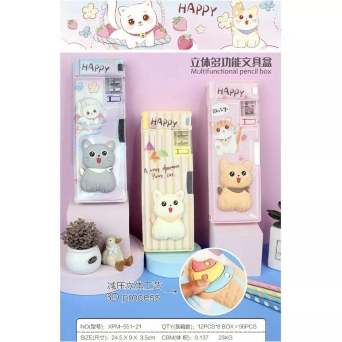

coming soon! pencil case magnet squishy happy cat satuan