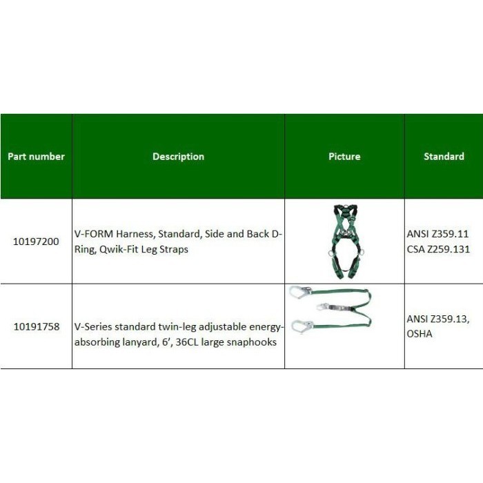 

Fall Protection Msa 10197200 & Msa Lanyard 10191758 Double Big Hook