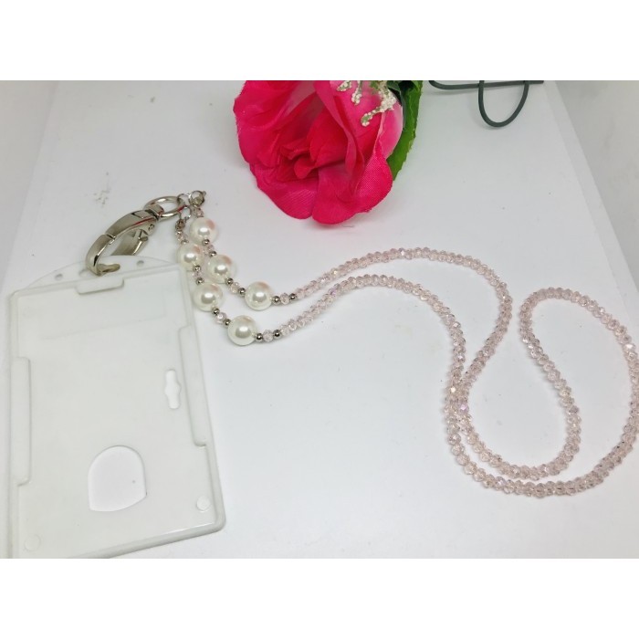 

Lanyard Strap Tali Kalung Kartu Id Card Kristal - Mutiara