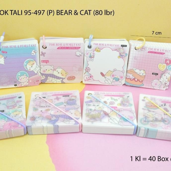 

memo book tali motif bear and cat satuan