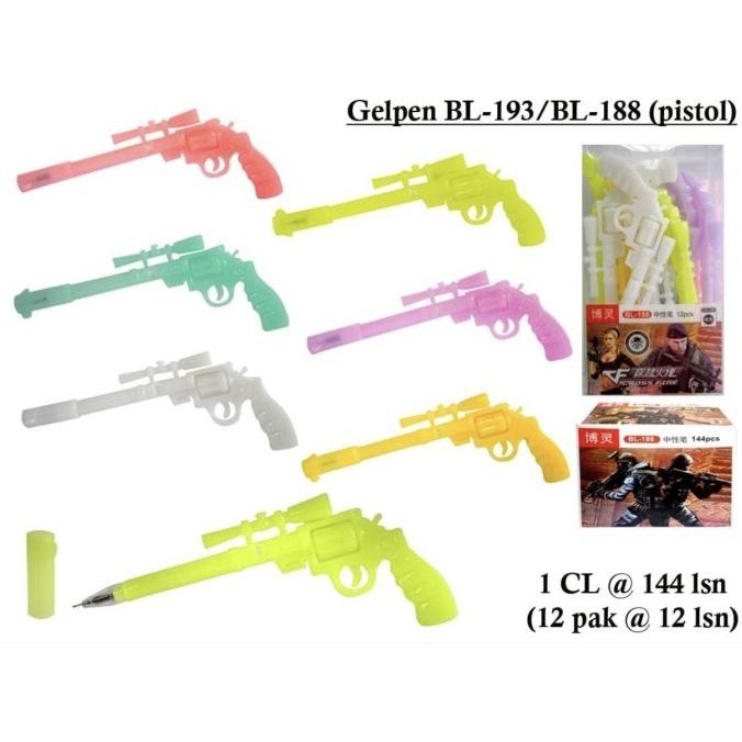 

Pen gel bentuk pistol warna isi 12
