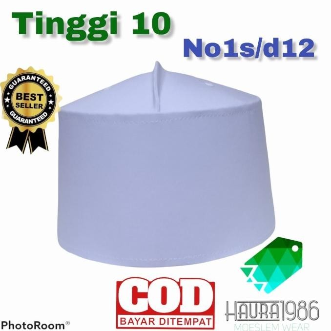 Peci Putih polos assagofah tinggi 10