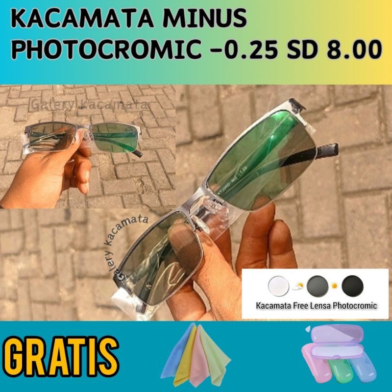 Kacamata Minus Photocromic -0.25 s/d -8.00 Kacamata Rabun Jauh Pria dan Wanita Kacamata Photocromic