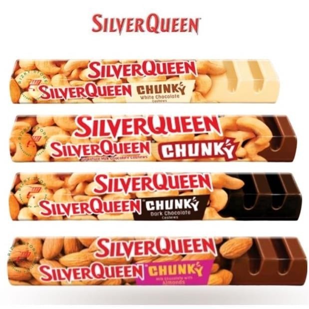 

Silverqueen Chunky Bar 95 G Halal Mede/ Almond/ Dark/ White Chocolate Coklat 100 Gram