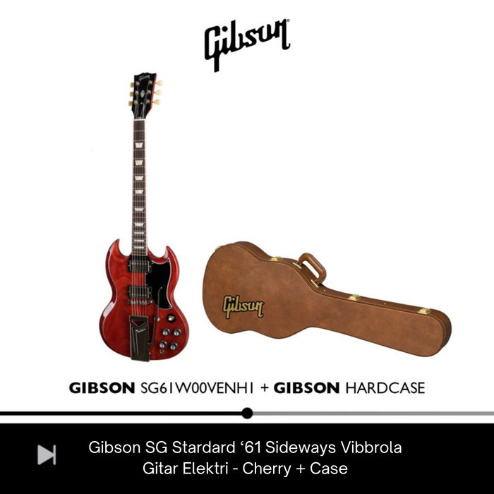 Gibson SG Standard '61 Sideways Vibrola Gitar Elektrik - Cherry + Case