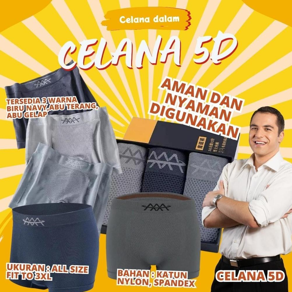 CELANA DALAM 5D MAGNETIC PREMIUM BOXER THERAPY KESEHATAN VITALITAS PRIA BAHAN SEAMLESS ORIGINAL CD M