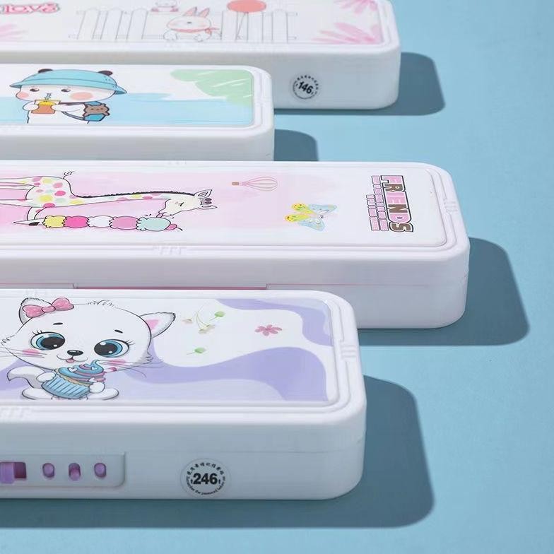 

gj-46 Tempat pensil kata sandi dua lapis/tempat pensil berkapasitas besar/tempat pensil kata sandi anak Termurah