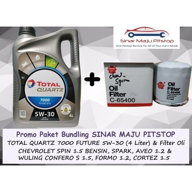 Diskon neet Paket Oli TOTAL QUARTZ 5W30 & Filter Mobil WULING CORTEZ 1.5 NON TURBO Berkualitas