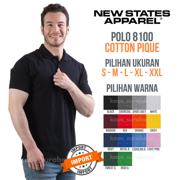 Kaos Kerah Polos Import Polo Shirt Nsa New States Apparel