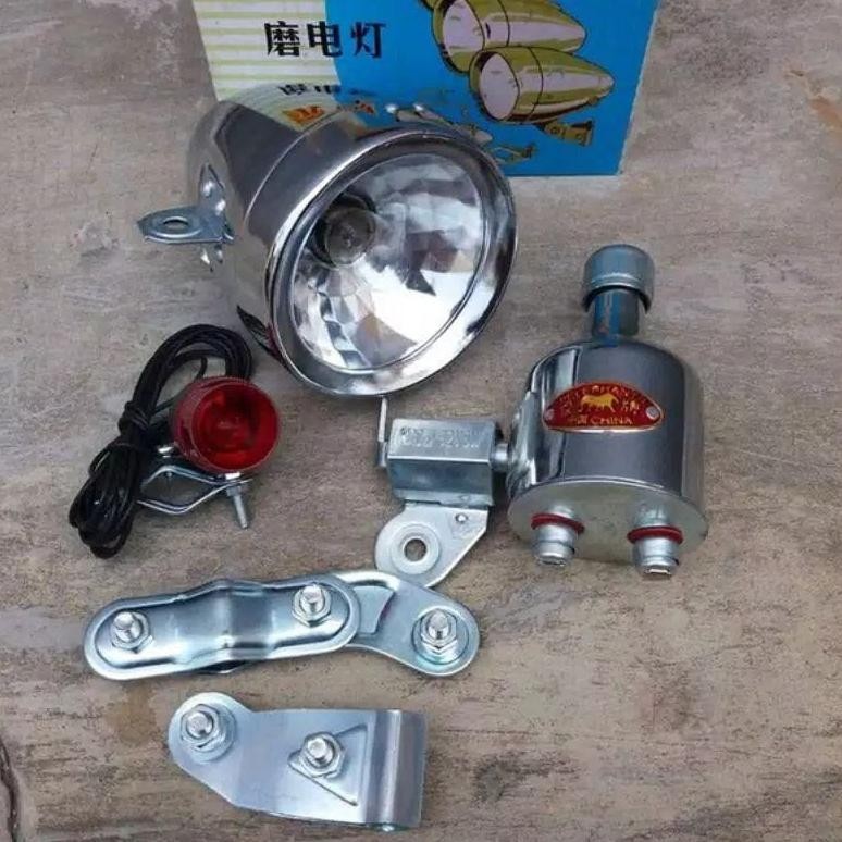 ORIGINAL Lampu dinamo sepeda onthel ontel tua lampu set Elephant klasik jadul retro Do86