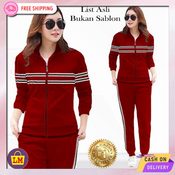 Bsju Celana Set Senam Ibu2 Seragam Olahraga Wanita Bahan Premium Wsnita Aerobic Time Stelan Olahraga