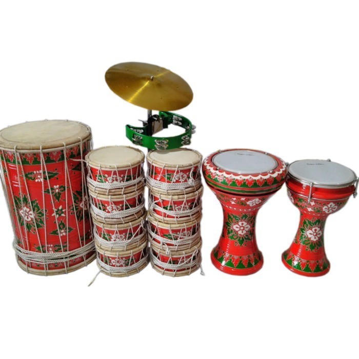 Marawis 1 set lengkap 12 alat polos / marawis batik / marawis ukir