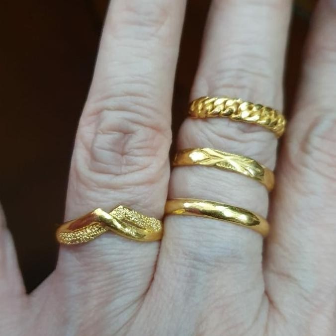 Cincin emas kuning asli 24k / cincin kawin emas asli 24 karat 99% 99