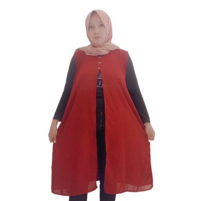 Promo Mega Sale 5.5 // RR outer cardigan ceruty panjang tanpa lengan outer cardigan ceruty premium