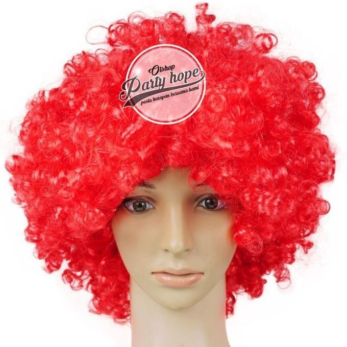 wig merah / rambut palsu kribo allsize / wig badut / wig costplay