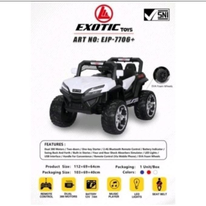 Mobilan Aki Anak Jeep Utv 2Wd Exotic Ejp-7706+ Ban Karet
