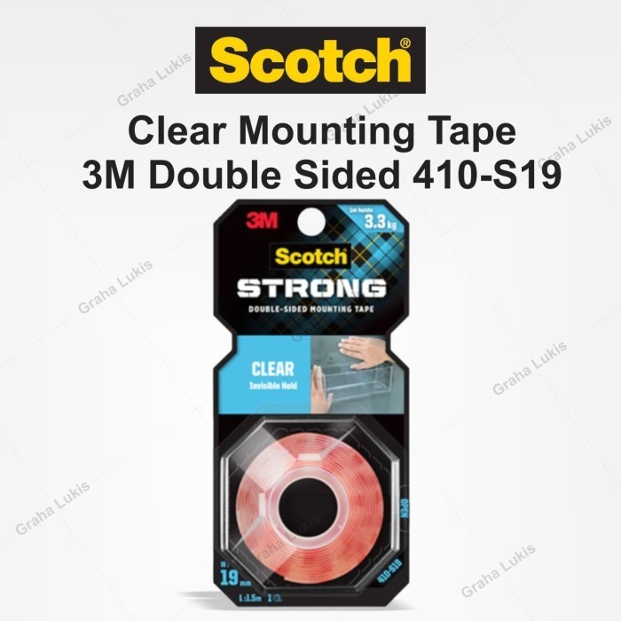 

3M Scotch Strong Clear Mounting Tape Double Sides - Double Tape 410-S19 Transparant