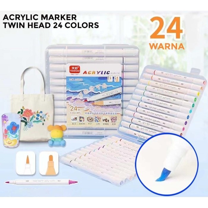 

Prime Acrylic Marker Twin Head/Spidol Warna Akrilik - 24 Warna