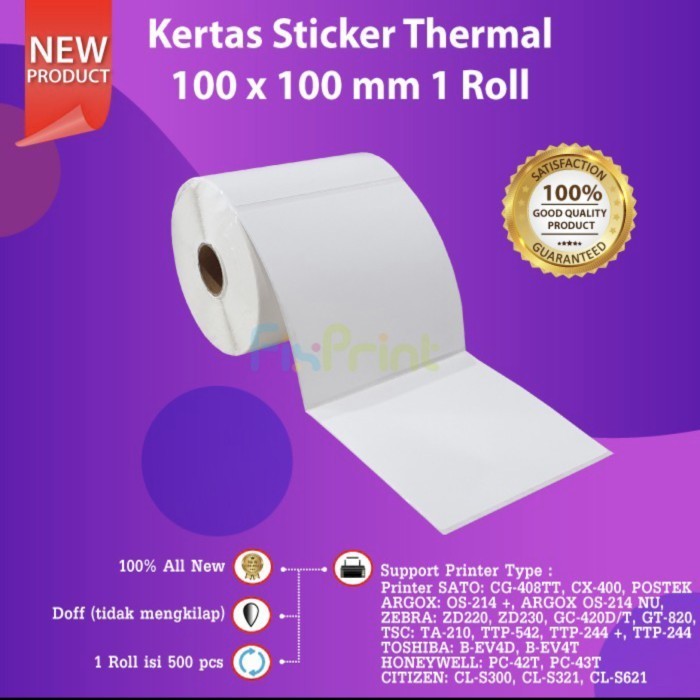 

LABEL BARCODE 100 X 100 mm KERTAS STICKER DIRECT THERMAL 100x100 500pc