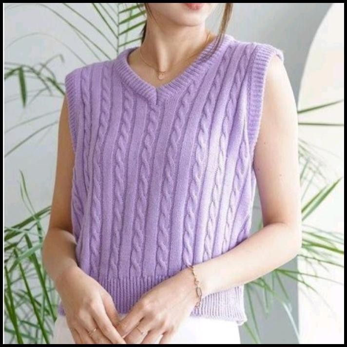 MODIS VEST ROMPI OUTER KNIT RAJUT UNGU PURPLE LILAC LAVENDER WANITA CASUAL SILAHKAN DIORDER