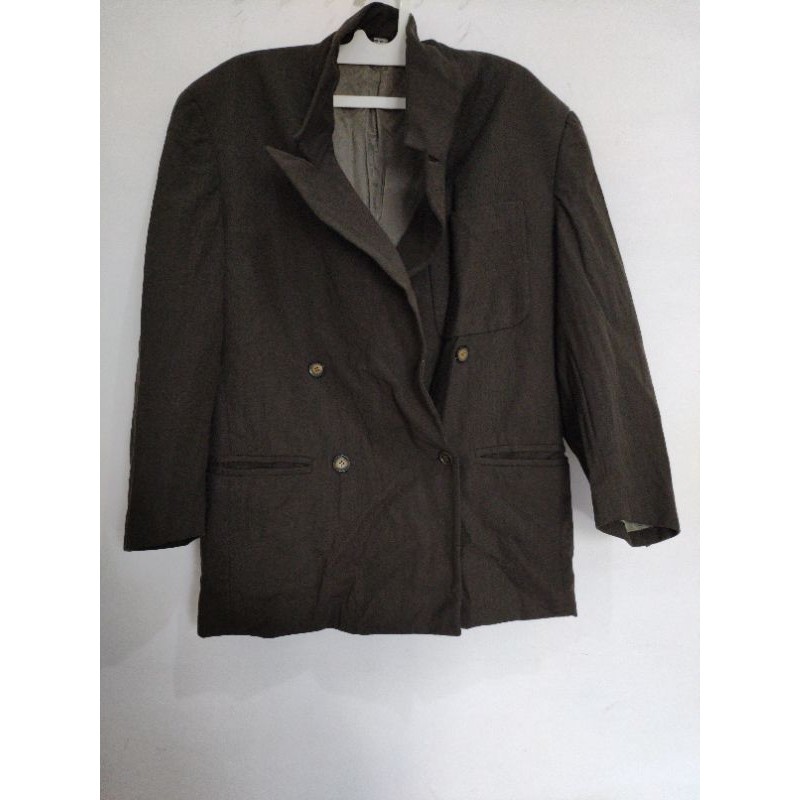 Blazer Outer Mantel Jaket Flanel Hijau Dark Army Oversized Jumbo Unisex