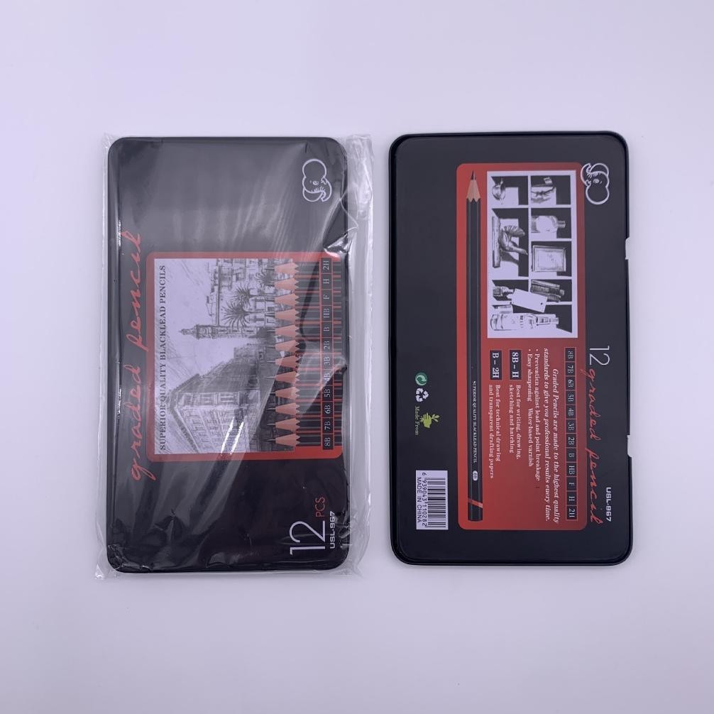 

ghs-55 12 Pcs Charcoal Sketch Pencil Set 2H H F B HB 2B 3B 4B 5B 6B 7B 8B Pensil Sketsa Set Lengkap Hemat