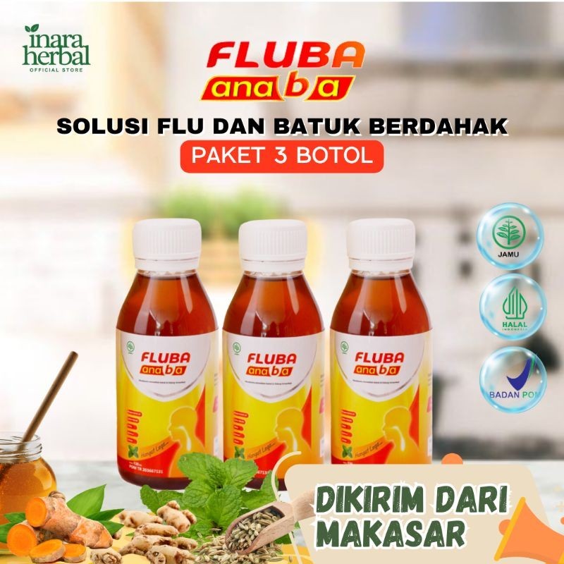 

PAKET 3 BOTOL FLUBA ANABA - Madu herbal bantu atasi masalah flu dan batuk pada anak hingga dewasa original 100% distributor resmi langsung dikirim dari makassar