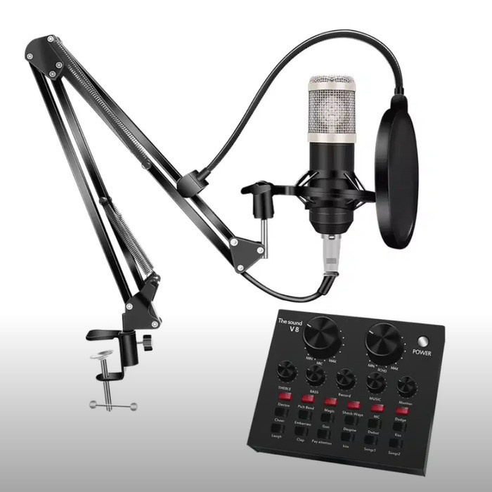 Kualitas terbaik] Paket Bigo Live Singer with Bm 800 Recording Kit Filter V8 Sound Card