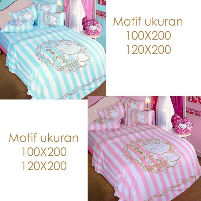 Ready Rise Bed Cover Hello Kitty Bahan Cotton Combed Motif Ellegance