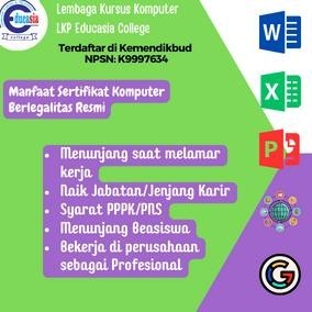 

TERMURAH Sertifikat Komputer Resmi Berlegalitas dengan Modul Pembelajaran e-65
