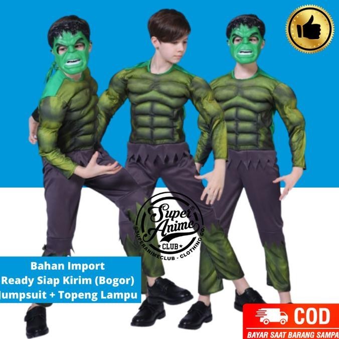 Kostum Hulk Superhero Anak Import Otot Busa Baju Ultah Karakter Laki