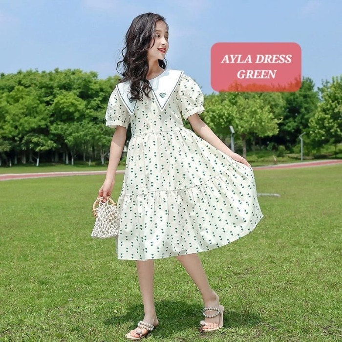 Bajukiddie Ayla Dress Baju Ashion Korea Anak Cewek Summer Import Adem