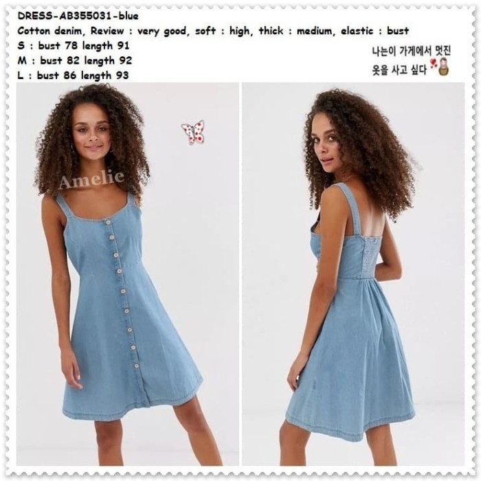 Ab355031 Casual Tank Top Ni Dress Kemeja Denim Wanita Korea
