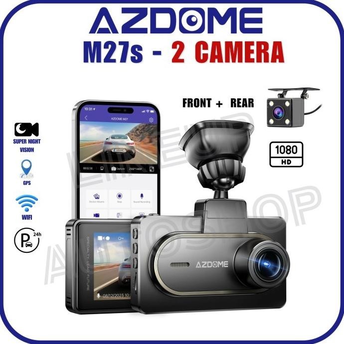 Azdome M27 2K Dual Camera Dash Cam Wifi SuperCapacitor GPS M27s .