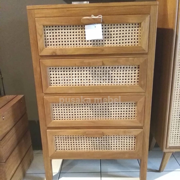 rak kayu minimalis laci, meja nakas laci minimalis, bufet kayu rotan