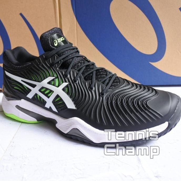 Sepatu Tenis Asics Court FF 2 Black Green/ Tennis Shoe Original