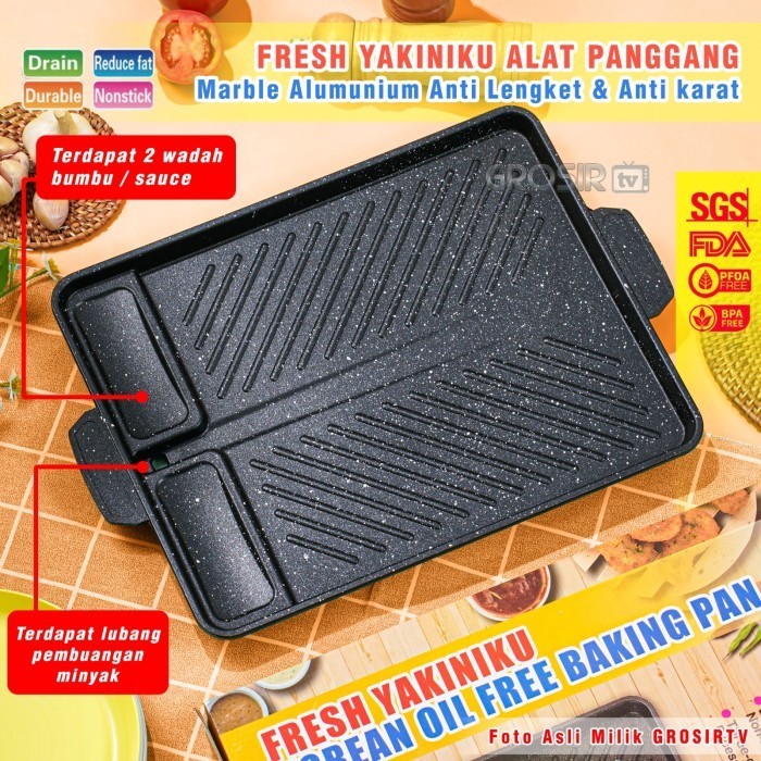Yakiniku Grill Pan / Alat Panggang Double Gril Pan / Teflon