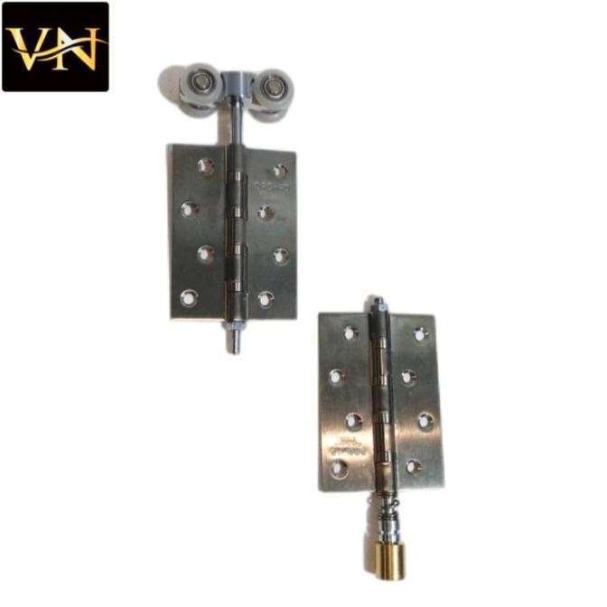Engsel Pintu Lipat Stainless Sus 304 + Roda Gantung Komplit Set 1Set