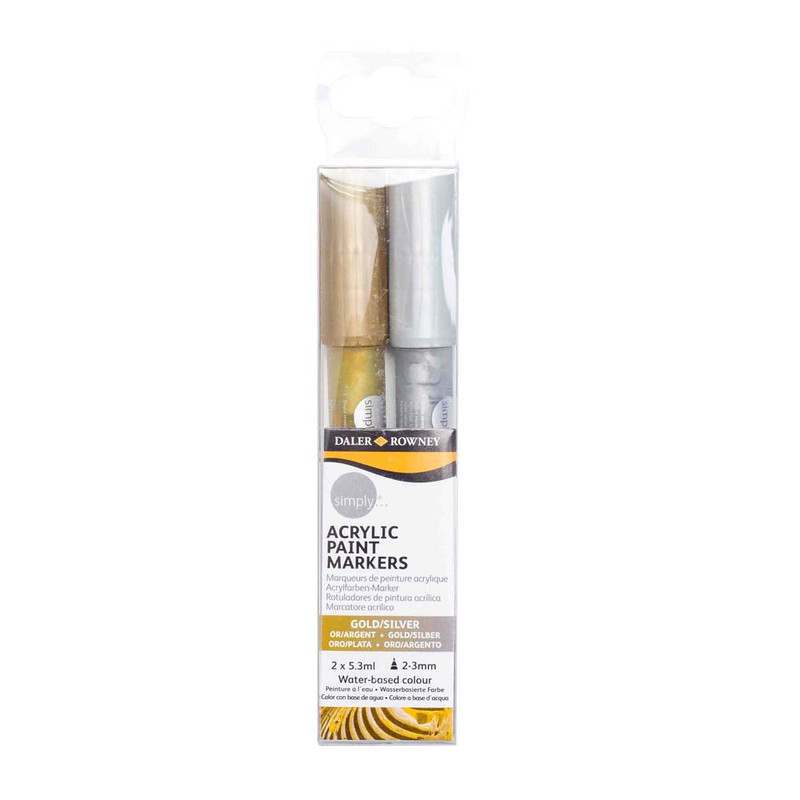 

Daler-Rowney Simply Acrylic Markers X2 Gold & Silver