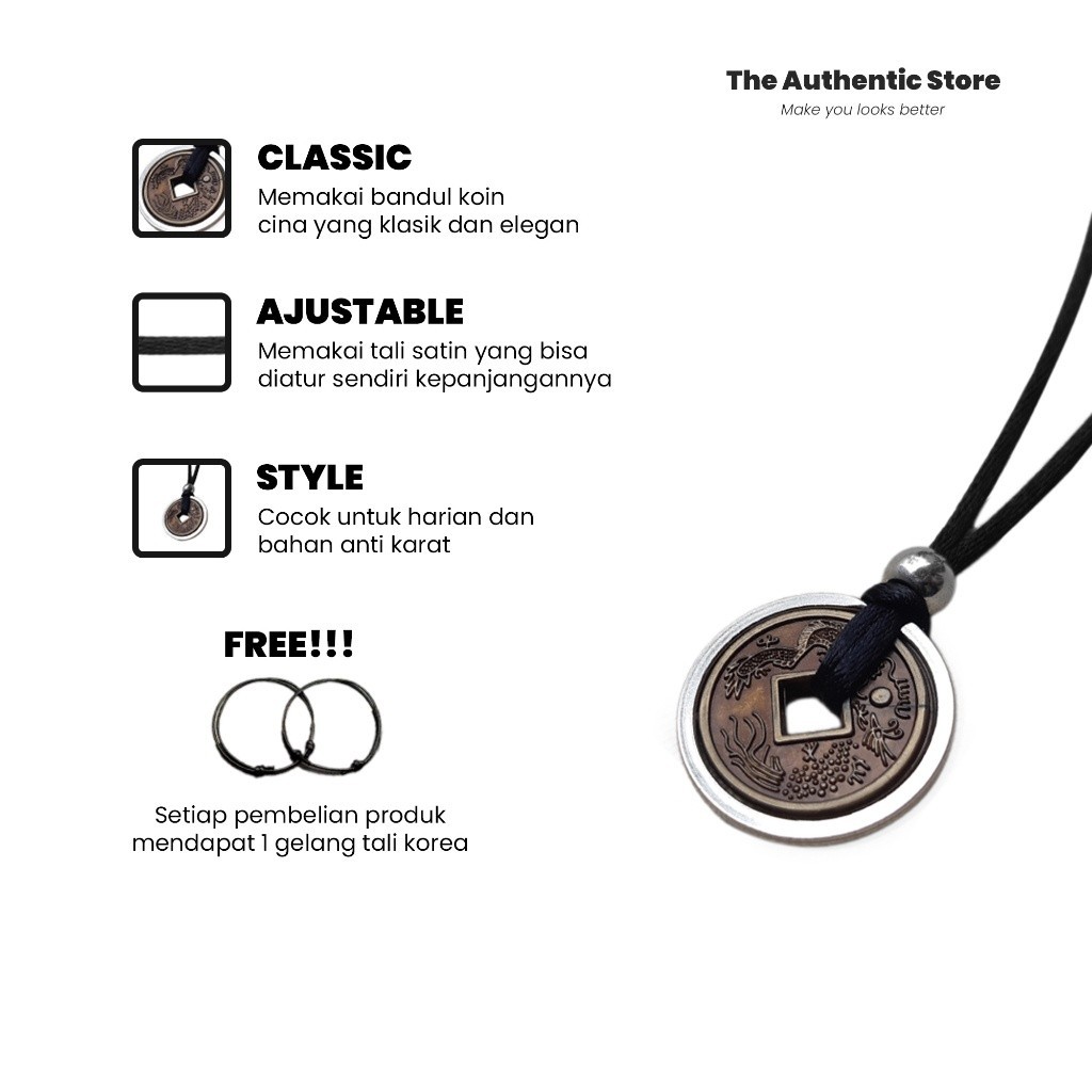 Promo Mega Sale 5.5 // Kalung Tali Bandul Ring Koin Murah. Kalung koin cina. kalung pria wanita