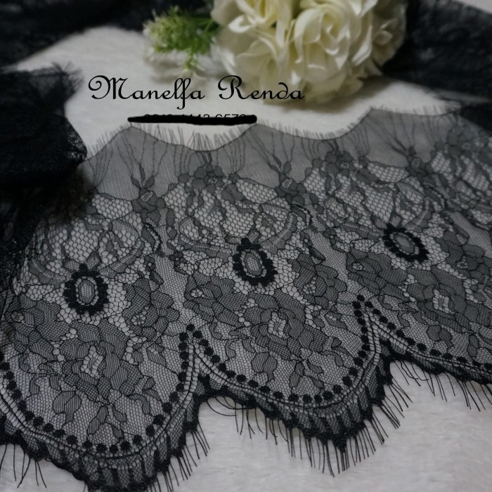 

renda paris, lebar 20cm, warna htm, harga per 3meter.