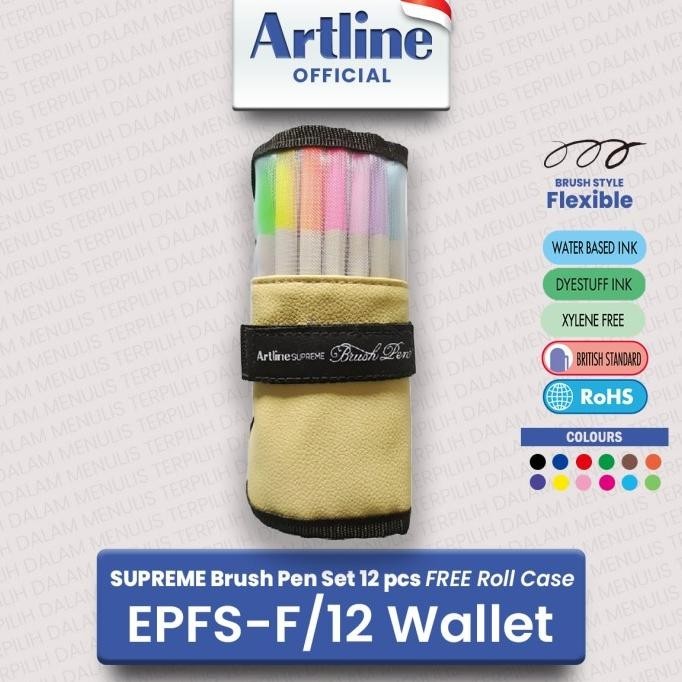 

Supreme Brush Pen Set 12 Colours Free Roll Case Epfs-F/Bp12Rp1