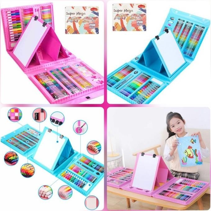 

Pensil Warna Set Peralatan Gambar Lukis Art Crayon 208Pcs Super Mega