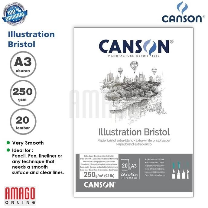 

Buku Gambar Canson Bristol A3 - 20 Sheets - 250 Gsm - Pad - 200457121
